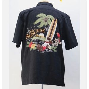 Disney Men’s Button Down Black Shirt Sz L NWT